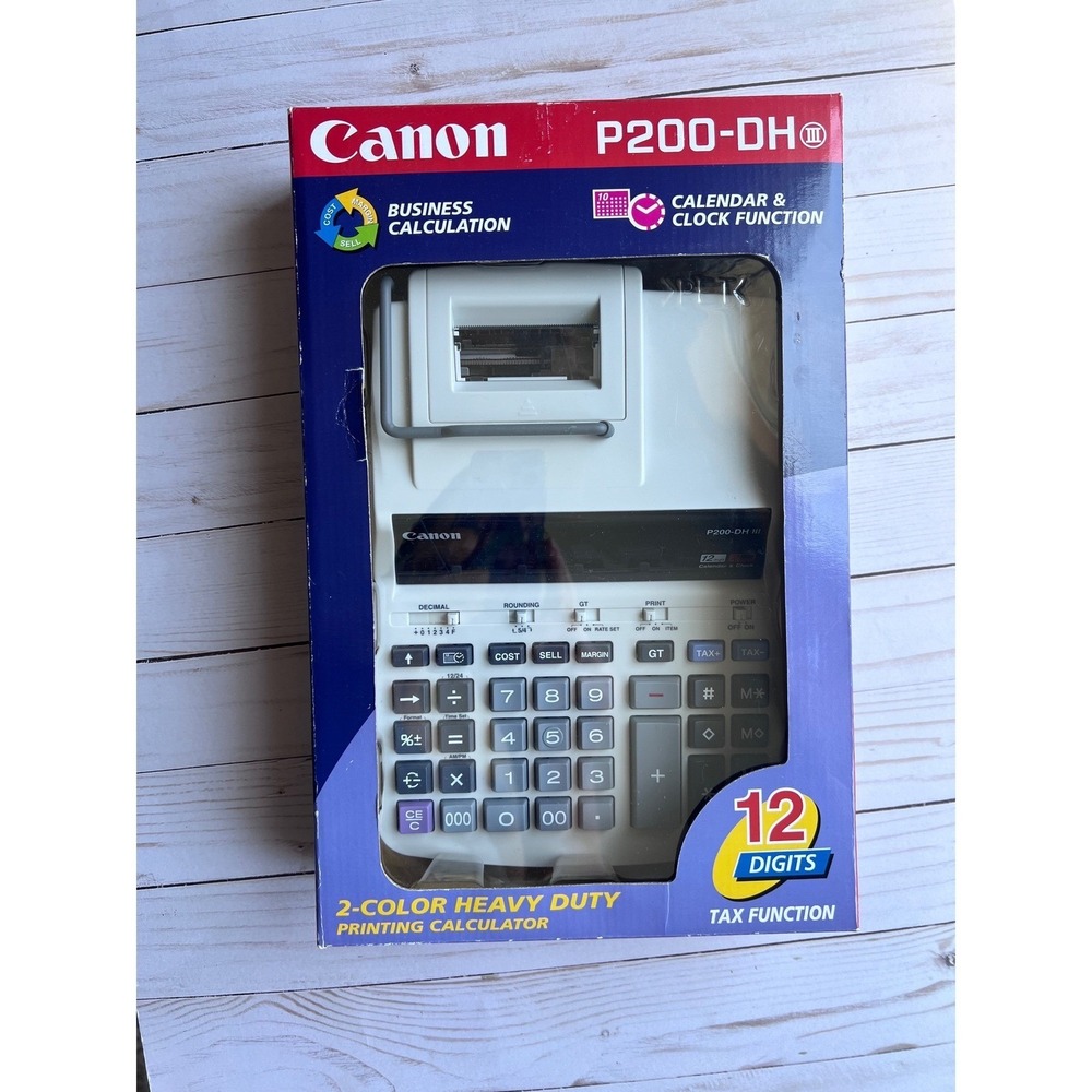 Canon P200-DH III Desktop Printing Calculator Vintage NIB Accounting 12 Digits